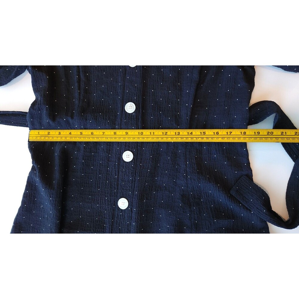 Tommy Hilfiger Dress Womens Navy Blue Polka Dot Button Front Midi Tie Belt - 14 - Picture 9 of 12